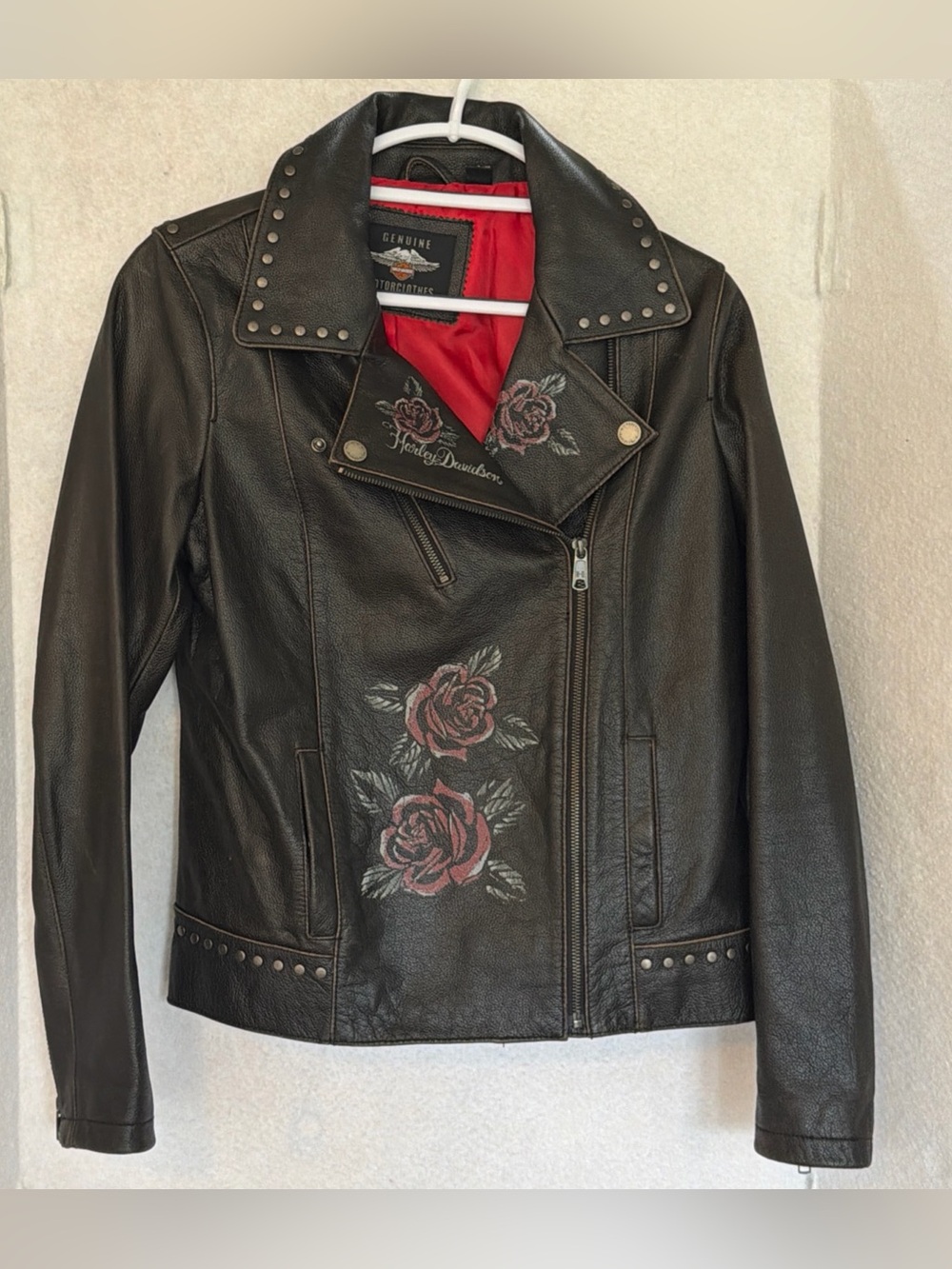 Womens Harley Davidson 97010-20VW ROSES & STUDS Leather Jacket Large